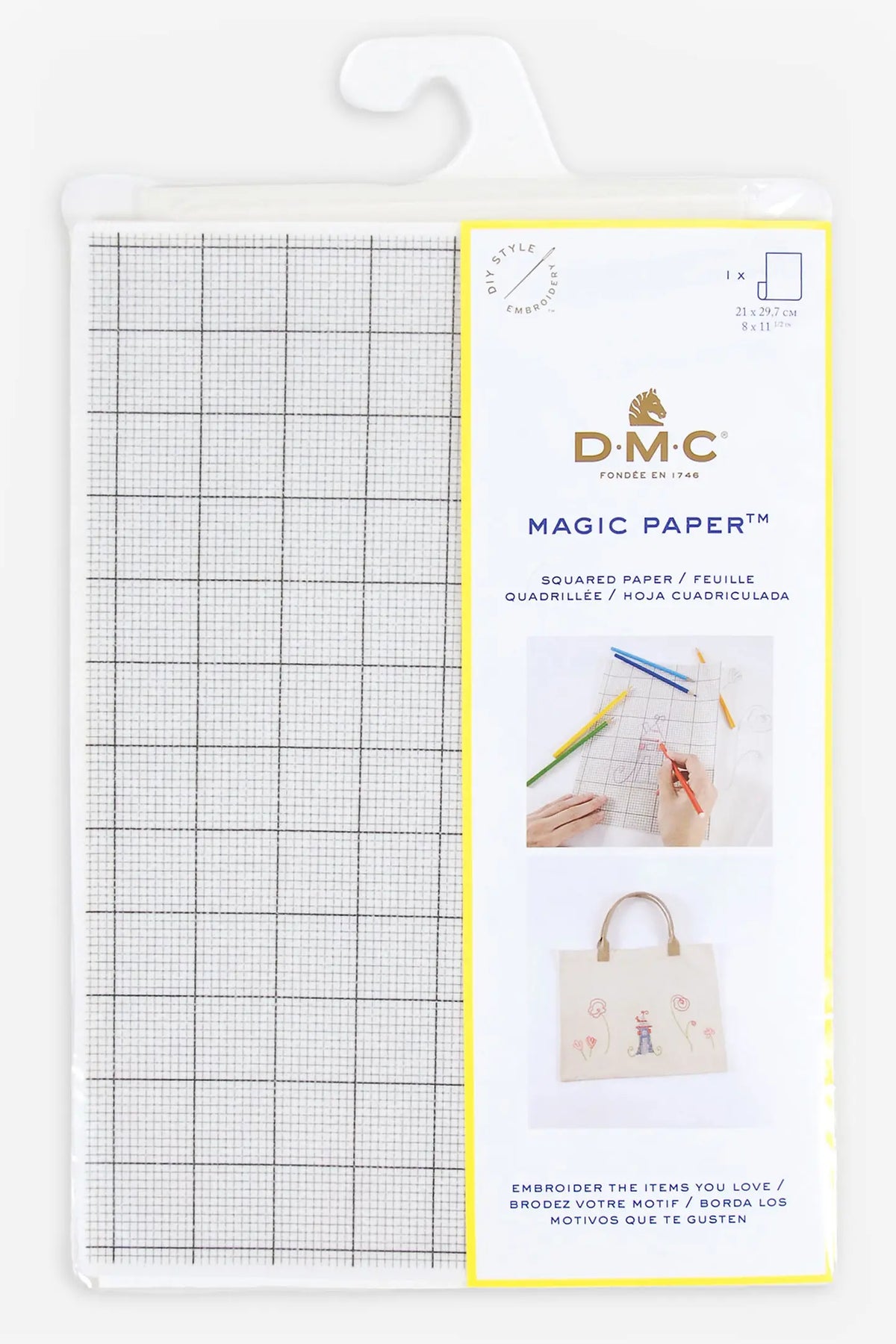 Feuille Magique quadrillé soluble pour broderie – A4