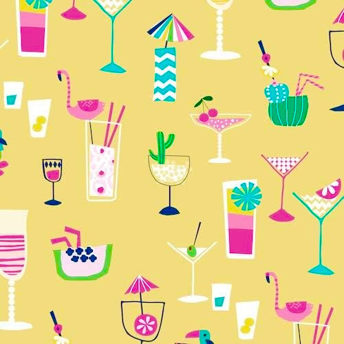 Coupon coton Dashwood Studio – Ocean Drive Cocktails – 1,30 × 1,10 m