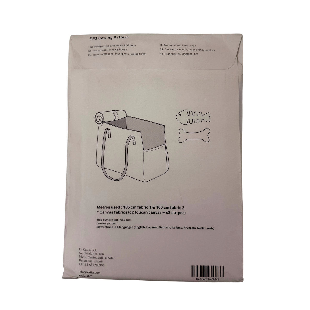 Patron de couture Katia Fabrics P3 – Sac de transport pour animaux