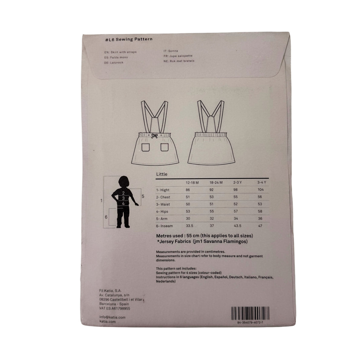 Patron de couture Katia Fabrics L6 – Jupe à bretelles enfant