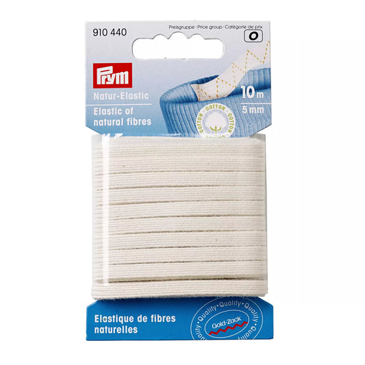 Élastique de fibres naturelles, 5mm, blanc cassé