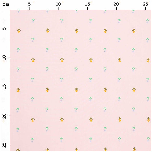 TISSU POPELINE DE COTON PIXEL FLEURS
