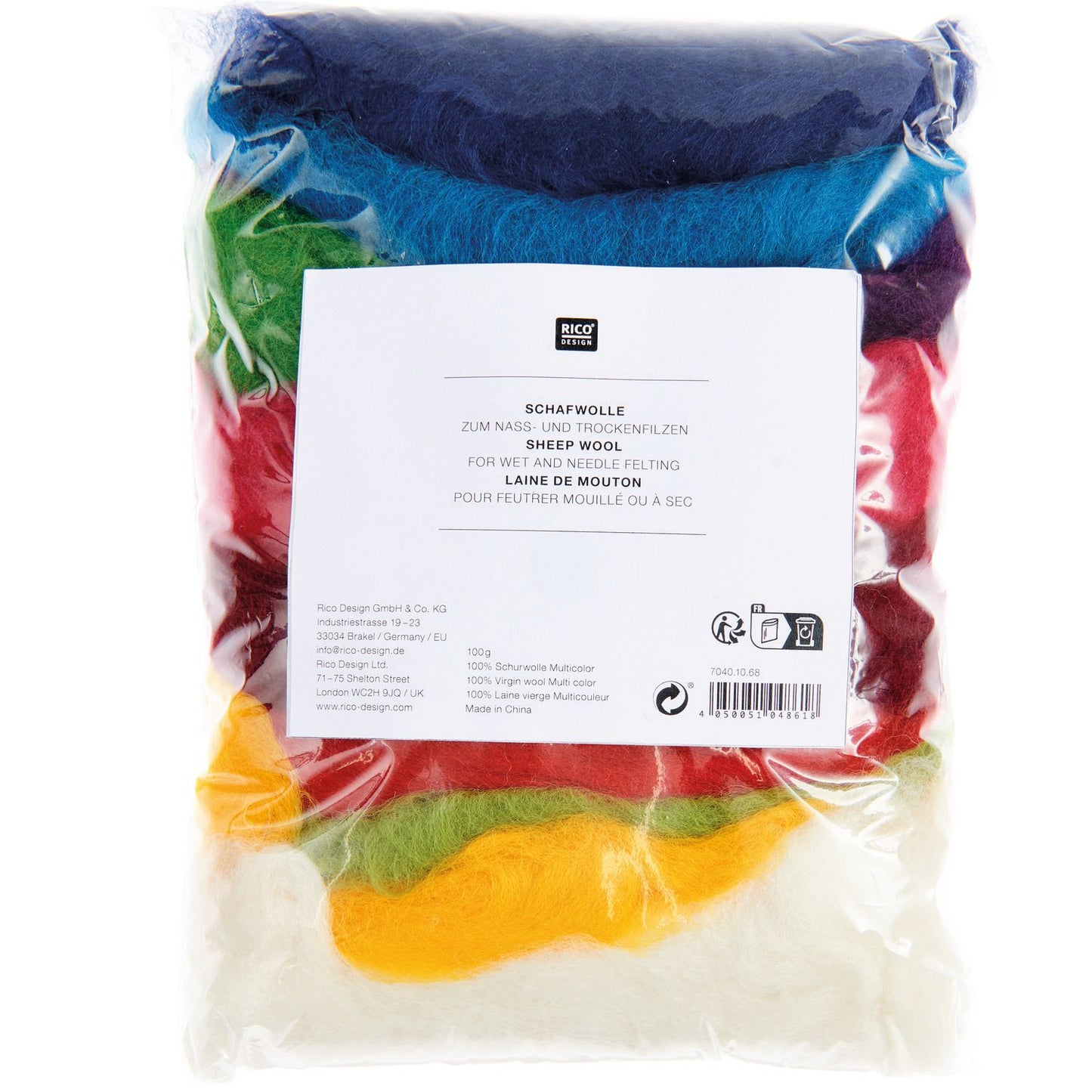 Laine de mouton à feutrer – Coloris assortis – 100 g