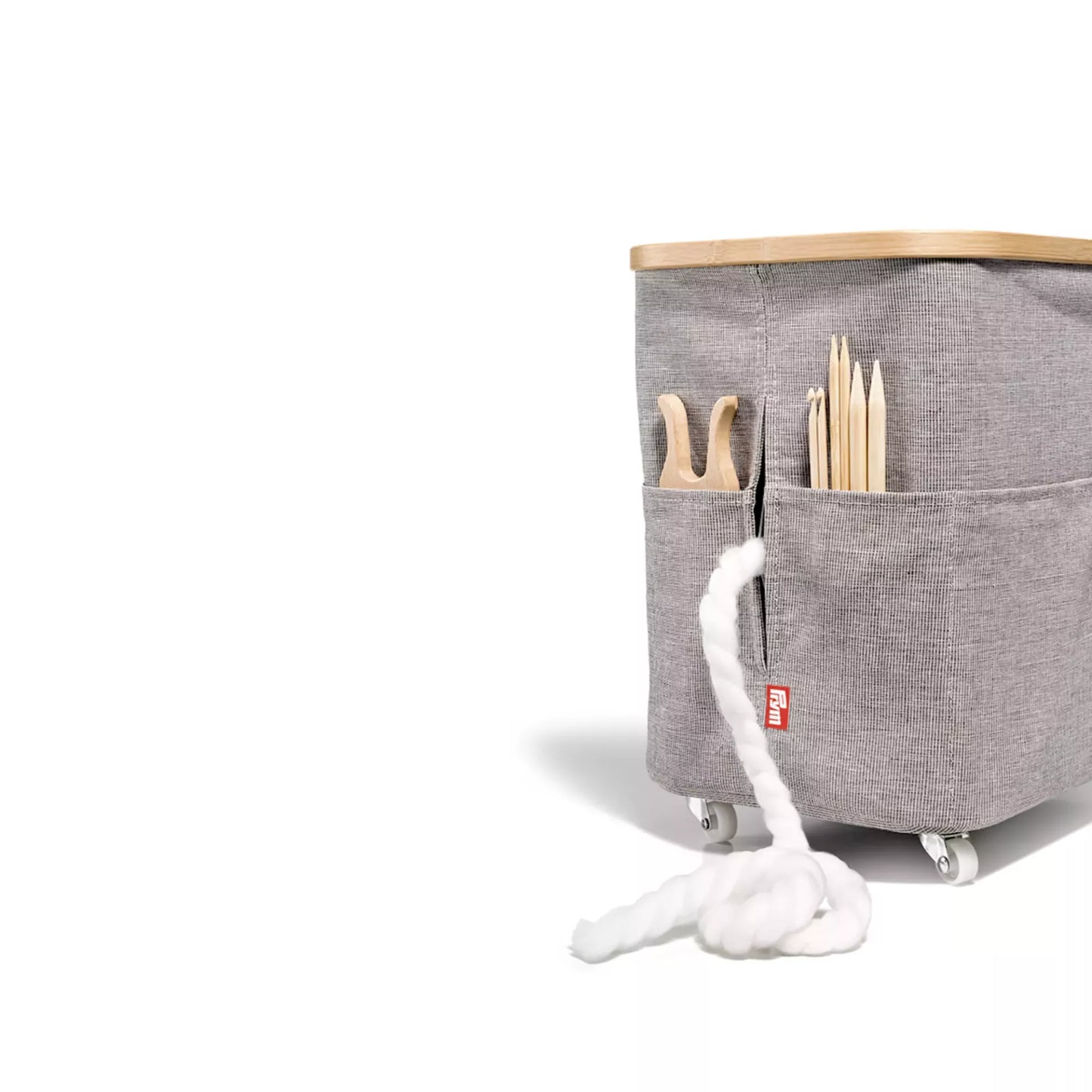 Boîte FOLD & STORE BOX MULTI, Canevas & Bambou, pliable avec roulettes
