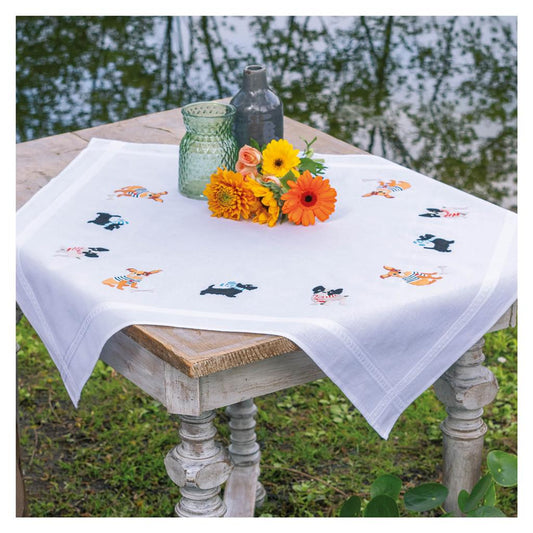 Kit nappe à broder – Broderie traditionnelle pré-imprimée – 80 × 80 cm