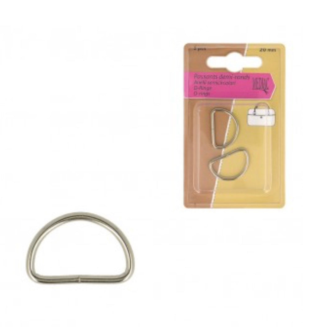 Passants demi-ronds (D Ring) argent 20mm