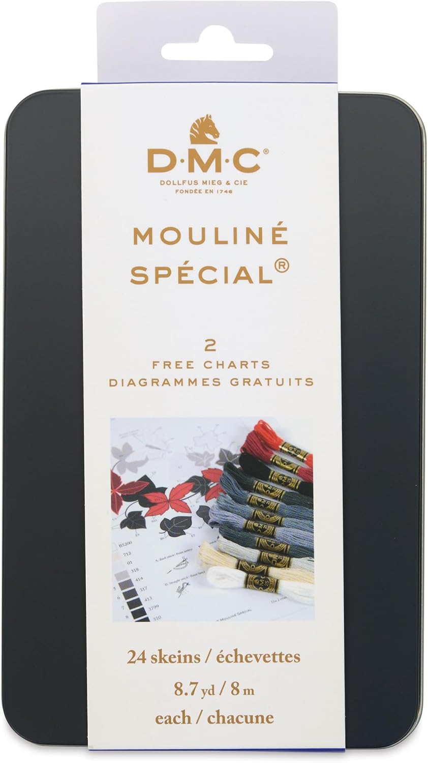 Boîte métal de 24 échevettes de fils Mouliné