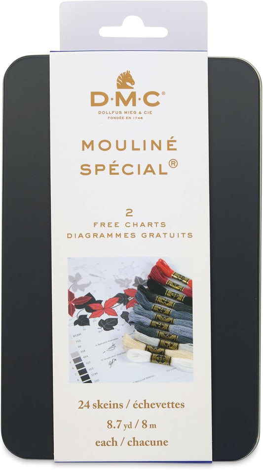 Boîte métal de 24 échevettes de fils Mouliné