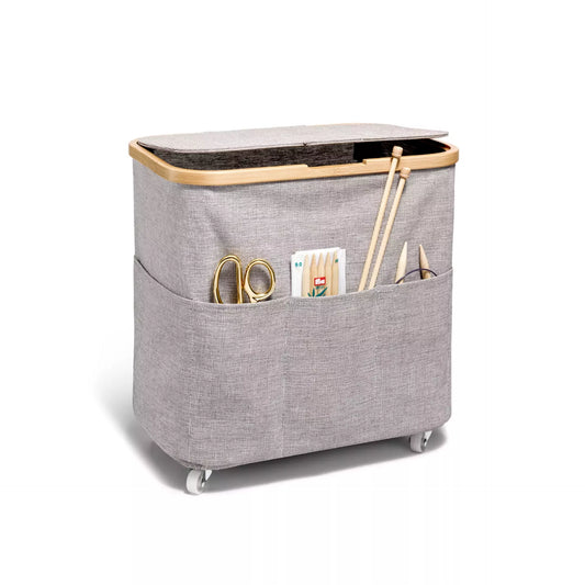 Boîte FOLD & STORE BOX MULTI, Canevas & Bambou, pliable avec roulettes