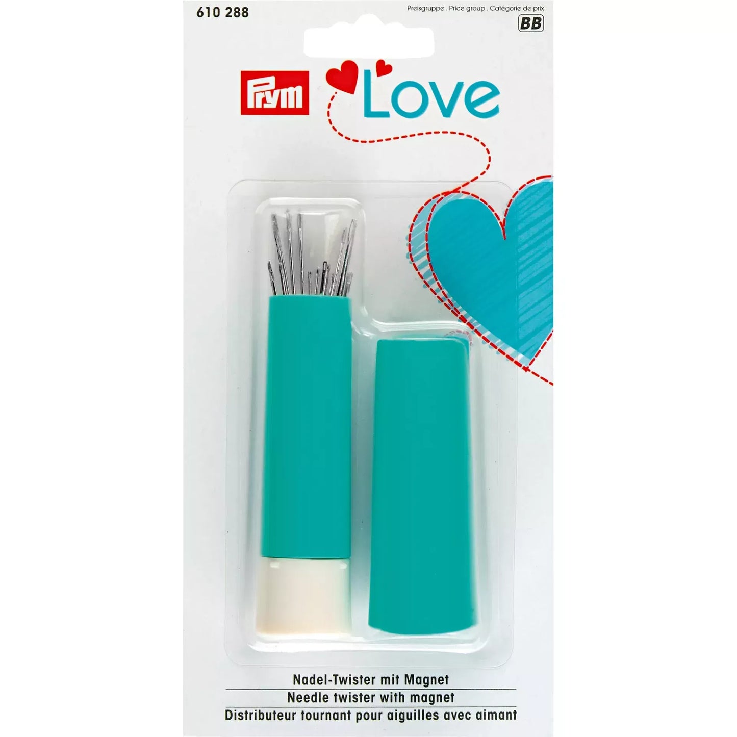 Distributeur tournant pour aiguilles « Prym Love » avec aiguilles à coudre et à repriser