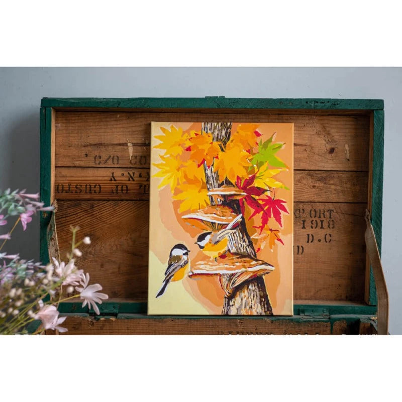 Kit De Peinture Par Numéros - Des Oiseaux Parmi Les Feuilles