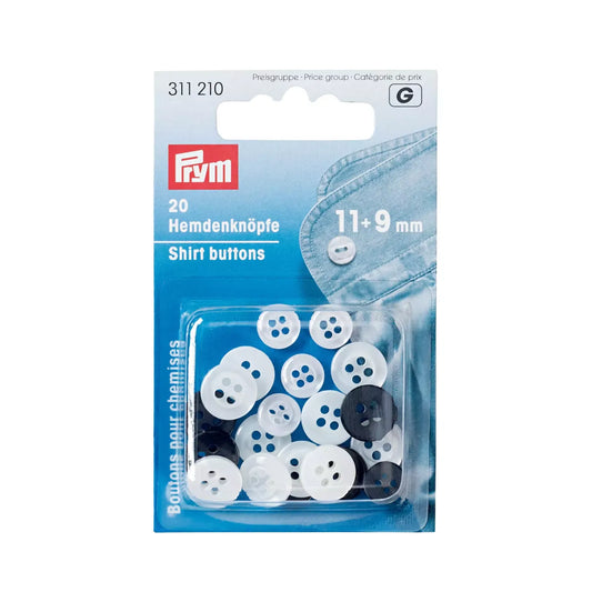 Boutons chemises 11 + 9 mm imitation nacre/anthracite