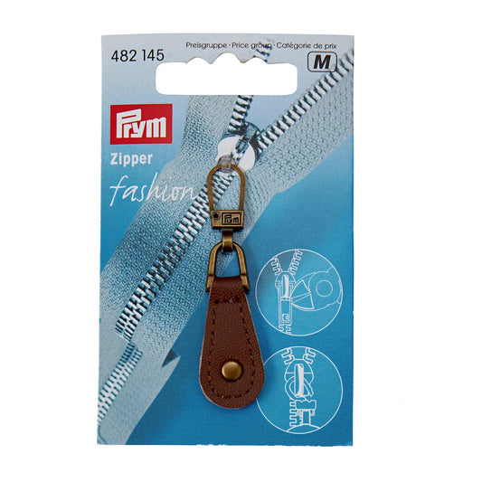 Tirette « Fashion-Zipper », imitation cuir, brun