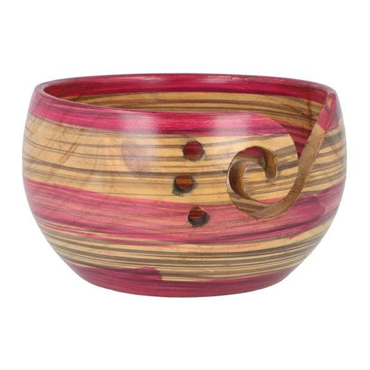 Bol à laine en bois naturel brun et rose