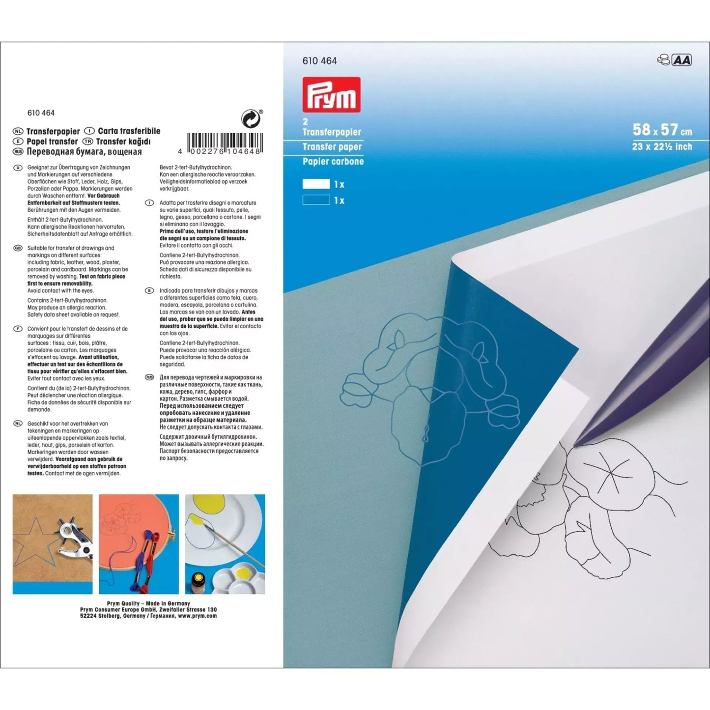Papier carbone, blanc/bleu