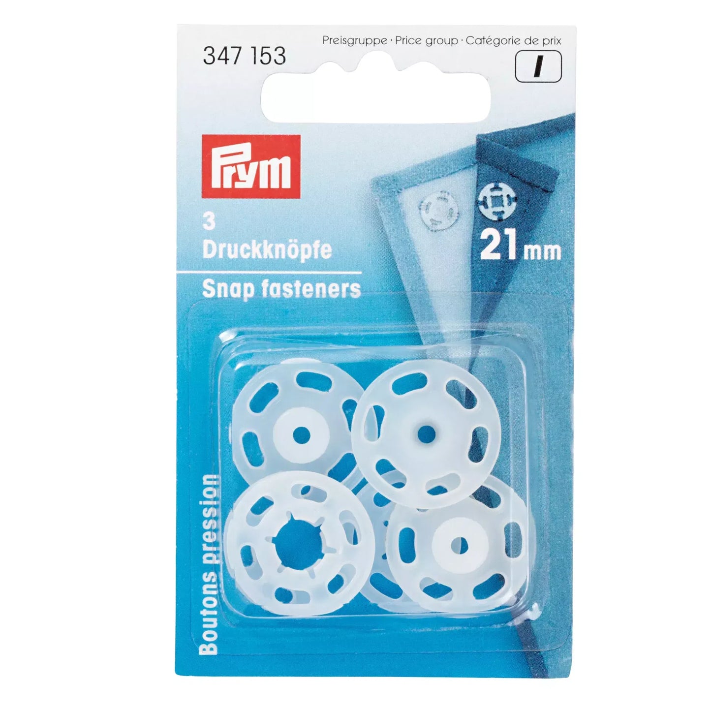 Boutons pression plastiques transparents